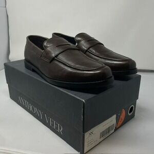 Anthony Veer Sherman Penny Loafer Chocolate Brown Leather Mens 8.5D SHR850CB